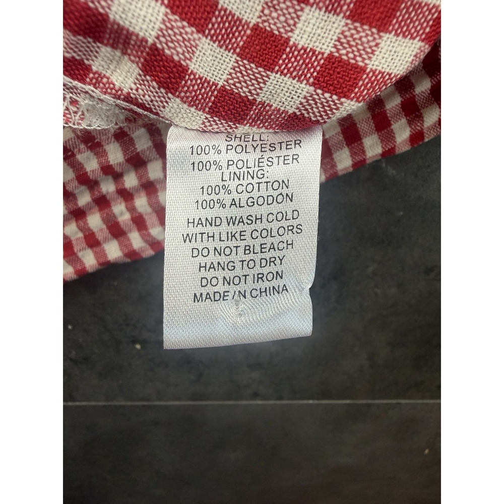 Karlie Red & White Gingham Lrg Oversized Peter Pan Collar Cottagecore Balloon Sl - Picture 4 of 7